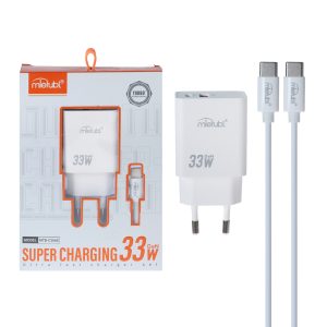 شارژر دیواری فست دو پورت Mietubl مدل MTB-CS06E 33W به همراه کابل شارژ Type-C To Type-C – سفید (گارانتی شش ماهه AZR)
