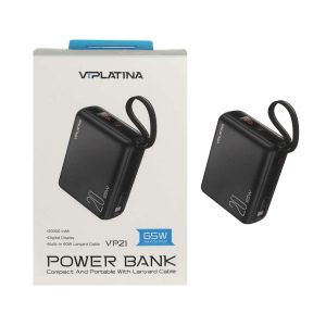 پاوربانک فست شارژ VIPLATINA 20000mAh مدل VP21 65W – مشکی (گارانتی 12 ماه تعویض نیکان همراه)