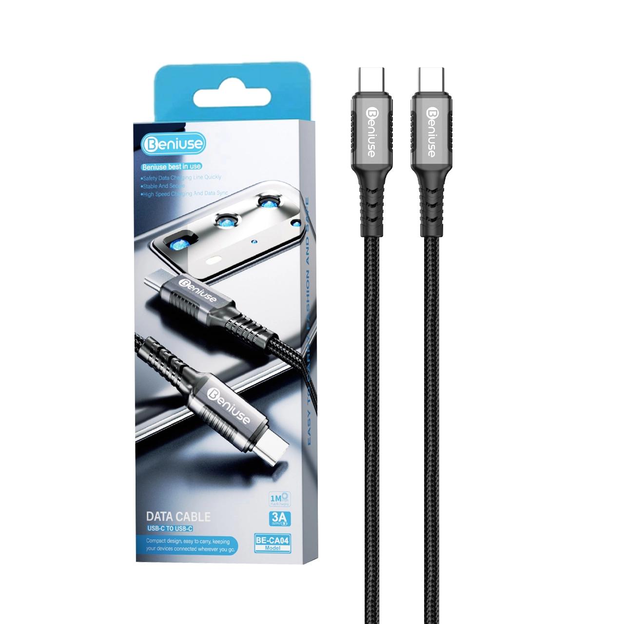 کابل شارژ PD و فست Beniuse Type-C To Type-C مدل BE-CA04 60W – مشکی